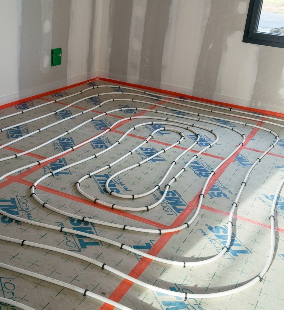 Plancher chauffant hydraulique installé par AS Thermi à Cholet
